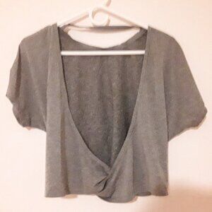 Women's Shein size small grey crop top w/crossover and open back
